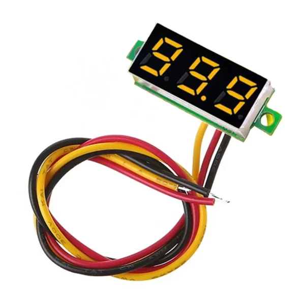 0.72cm (0.28 inch) 0-100V Three Wire DC Voltmeter Yellow