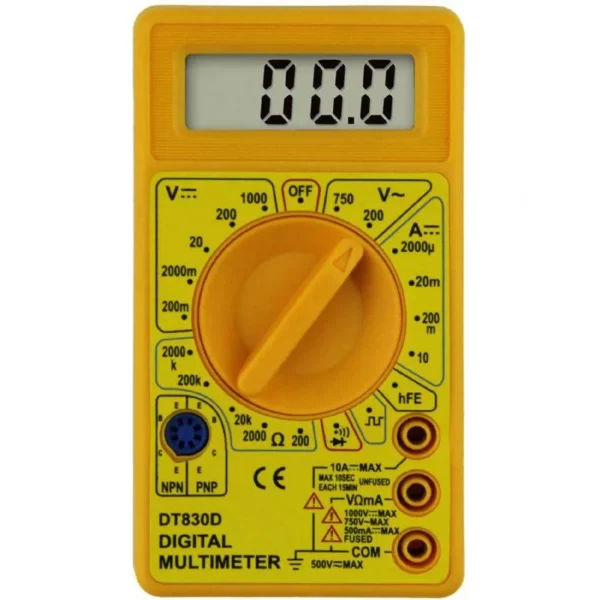 DT830D Yellow Color Digital Multimeter 1000V DC750V AC