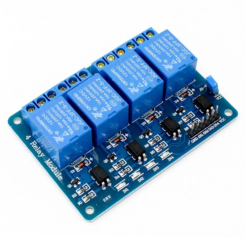 Buy 4 Channel 12V Relay Module with Optocoupler - RoboComp.in