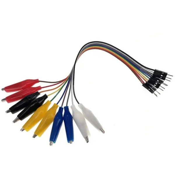 10Pin Alligator Clips Jumper Wires Crocodile Dupont Line with Male Connector Cable for DIY Connection