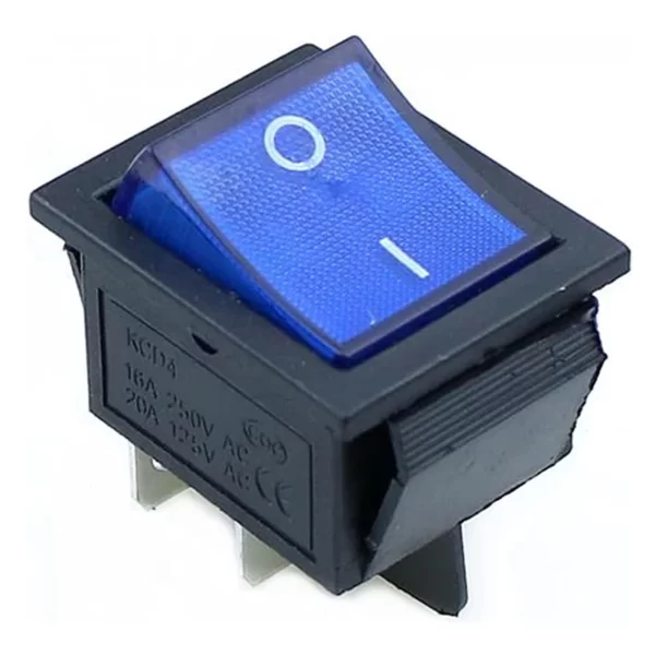 KCD4 DPST 16A 250V ON-OFF 4 Pin Rocker Switch with Blue Light