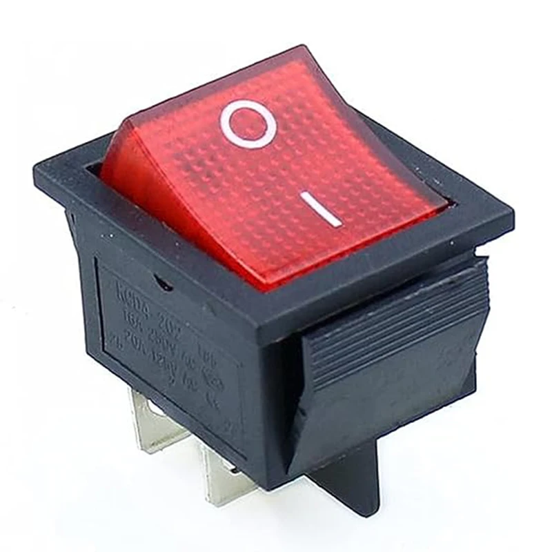 KCD4 DPST 16A 250V ON-OFF 4 Pin Rocker Switch with Red Light