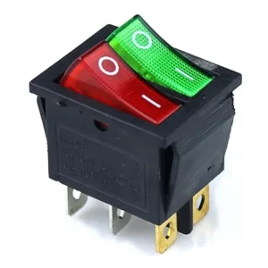 KCD3 16A 250V SPST ON-OFF 6 Pin Double Rocker Switch with Red and Green Light